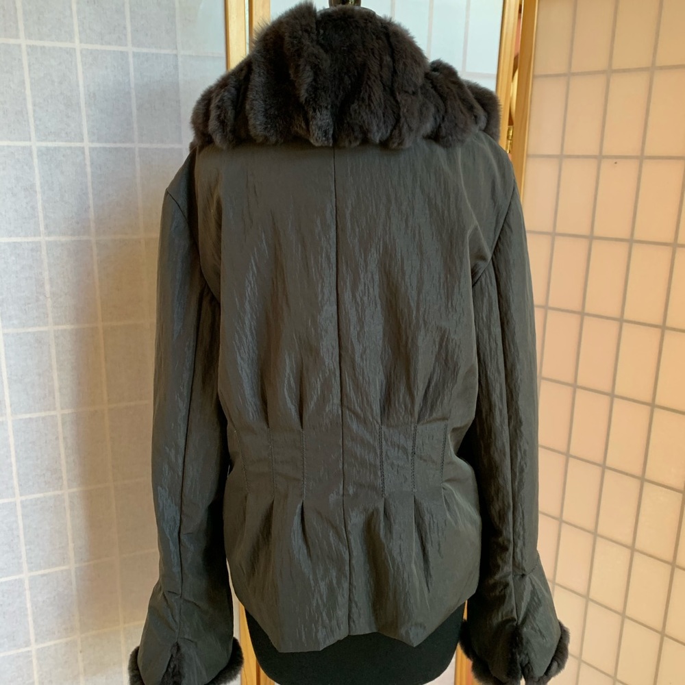 Autunno Jacket Coat with Rex Fur Trim Size M - Picture 5 of 8
